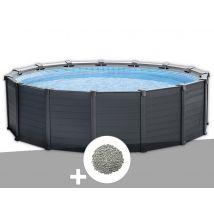 Intex - Kit piscine tubulaire Graphite ronde 4,78 x 1,24 m + 10 kg de zéolite Gris, en PVC - Garantie 2 ans - Installation Piscinéco sur Demande