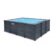 Intex - Piscine tubulaire Graphite rectangulaire 4,00 x 3,00 x 1,24 m Gris, en PVC - Installation Piscinéco sur Demande