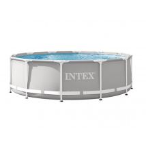 Intex - Piscine tubulaire Prism Frame ronde 3,66 x 0,99 m Gris, en PVC - Garantie 2 ans - Installation Piscinéco sur Demande