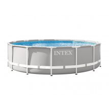 Intex - Piscine tubulaire Prism Frame ronde 4,27 x 1,07 m Gris, en PVC - Installation Piscinéco sur Demande