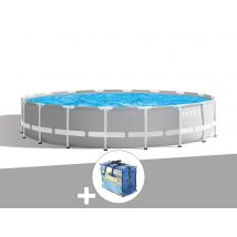Intex - Kit piscine tubulaire Prism Frame ronde 5,49 x 1,22 m + Bâche à bulles Gris, en PVC - Installation Piscinéco sur Demande