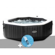 Intex - Kit spa gonflable PureSpa Carbone octogonal Bulles et Jets 6 places + Aspirateur, en Vinyle - Installation Piscinéco sur Demande