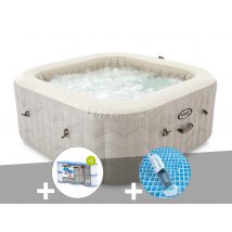 Intex - Kit spa gonflable PureSpa Chevron carré Bulles 6 places + 6 filtres + Aspirateur - Installation Piscinéco sur Demande