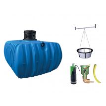 Garantia - Récupérateur d'eau de pluie à enterrer extra plat 5000 L Bleu Dimensions (L x l x H):244,5 x 210 x 133,5 cm Forme:Rectangle Garantie:10 ans