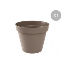 Eda - Lot de 2 Pots de fleur rond Toscane Ø 60 x H.47 cm Taupe Taupe Diamètre:60 cm Forme:Rond Garantie:7 ans Hauteur:47 cm Marque:EDA Matière(s):Poly