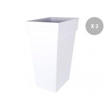 Eda - Lot de 2 pots de fleur carré Toscane 43 x H.80 cm - Blanc Blanc Dimensions (L x l):43 x 43 cm Forme:Carré Garantie:7 ans Hauteur:80 cm Marque:ED