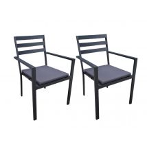 Jardiline - Lot de 2 Fauteuils de jardin en aluminium avec coussin gris Palma Gris Dimensions (L x l x H):55 x 58 x 85 cm Empilable:Oui Garantie:2 ans