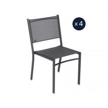 Fermob - 4 chaises de jardin structure aluminium Costa Carbone-