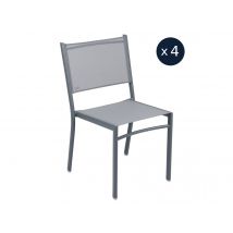 Fermob - 4 chaises de jardin structure aluminium Costa Gris orage-