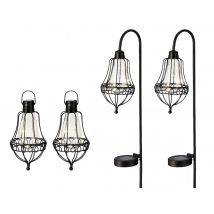 Jardideco - Ensemble de 4 luminaires solaires décoratifs (2 à fixer et 2 à suspendre), en Métal Type de produit:Lanterne - Marque:JARDIDECO Matière(s