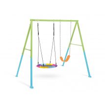 Intex - Portique pour enfants 2 agrès balançoire + nid d'oiseau Vert Dimensions (L x l x H):2,54 x 2,44 x 1,98 m Garantie:2 ans Marque:INTEX Matière(s