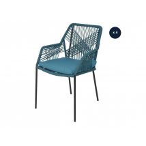 Jardideco - Lot de 4 chaises de jardin Séville turquoise Bleu Dimensions (L x l x H):63 x 57 x 85 cm Empilable:Oui Garantie:1 an Hauteur d'assise:44 c