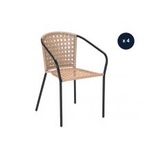 Jardiline - Lot de 4 Fauteuil en jardin en résine tressée imitation rotin Cocos Beige Dimensions (L x l x H):56 x 55 x 78 cm Garantie:2 ans Matière de