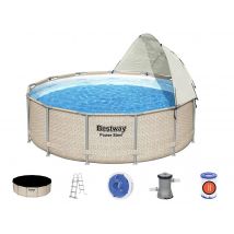 Bestway - Piscine tubulaire Power Steel ronde 3,96 x 1,07 m Beige, en PVC - Garantie 2 ans - Installation Piscinéco sur Demande