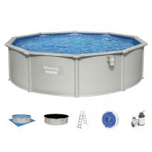 Bestway - Piscine acier ronde Hydrium 4,60 x 1,20 cm Gris, en Acier galvanisé - Garantie 2 ans