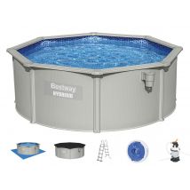 Bestway - Piscine acier ronde Hydrium 3,60 x 1,20 cm Gris, en Acier galvanisé - Garantie 2 ans