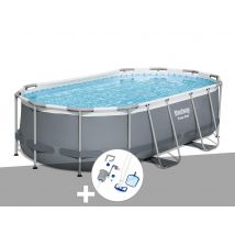 Bestway - Kit piscine tubulaire Power Steel ovale 4,27 x 2,50 x 1,00 m + Kit d'entretien Gris, en PVC - Installation Piscinéco sur Demande