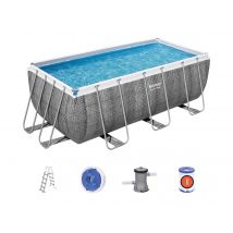 Bestway - Piscine tubulaire rectangulaire Power Steel 4,12 x 2,01 x 1,22 m Gris, en PVC - Garantie 2 ans - Installation Piscinéco sur Demande