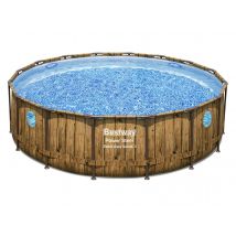 Bestway - Piscine tubulaire Power Steel SwimVista avec hublots ronde 4,88 x 1,22 m Marron , en PVC - Garantie 2 ans - Installation Piscinéco sur Deman