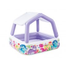 Intex - Piscine gonflable Dino avec pare-soleil Violet, en PVC - 157 x 157 x 122 cm