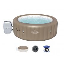 Bestway - Spa gonflable Lay-Z-Spa Palm Springs rond Airjet 4/6 places Beige, en Vinyle - 196 x 196 x 71 cm - Garantie 2 ans - Installation Piscinéco s