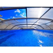 Astral Pool - Abri de piscine Abriwell pour bassin 8,00 x 4,00 m Gris, en Polycarbonate (PC) - 5,54 x 4,80 x 0,95 m