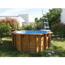 Ubbink - Piscine bois Sunwater All in ONE 3,60 x 1,20 m liner bleu Bois Couleur du liner:Bleu Débit de filtration:2,5 m³, en Bois Skimmer:Oui Surface