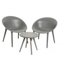 Jardideco - Salon de jardin en plastique Marbella Anthracite Anthracite Coussins:Non inclus Dimensions canapé (L x l x H):Sans canapé Dimensions chais