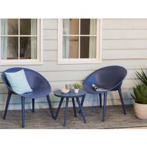 Jardideco - Salon de jardin en plastique Marbella bleu Bleu Coussins:Non inclus Dimensions canapé (L x l x H):Sans canapé Dimensions chaise(s), en Pol