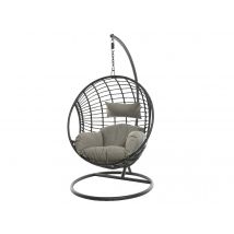 Jardideco - Fauteuil suspendu London Noir Noir Coussins:Inclus Dimensions (L x l x H):129 x 105 x 186 cm Marque:JARDIDECO Matière(s):Résine tressée No