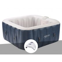 Infinite Spa - Kit spa gonflable Champion carré Bulles 6 places + Porte verre Bleu, en Vinyle - 185 x 185 x 65 cm - Garantie 2 ans - Installation Pis