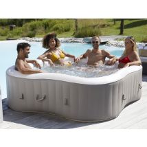 Infinite Spa - Spa gonflable Élite Plus trèfle Bulles 4 places Beige, en Vinyle - 210 x 210 x 65 cm - Garantie 2 ans - Installation Piscinéco sur Dema