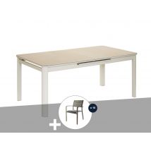 Jardiline - Ensemble Table de jardin extensible, rectangulaire en aluminium Milos Ivoire avec 10 chaises Beige Dimensions fermé (L x l x H):180 x 100