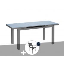 Jardiline - Table à manger d'extérieur extensible en aluminium gris Ibiza anthracite avec 10 fauteuils Anthracite Dimensions fermé (L x l x H):180 x