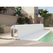 Sofatec - Volet de piscine hors-sol Bali sur rail électronique 9,00 x 4,50 m Blanc, en PVC