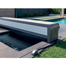 Sofatec - Volet de piscine hors-sol Banc Design sur rail 6,00 x 3,00 m Blanc, en PVC