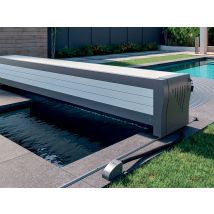 Sofatec - Volet de piscine hors-sol Banc Design sur rail 9,00 x 4,50 m Blanc, en PVC