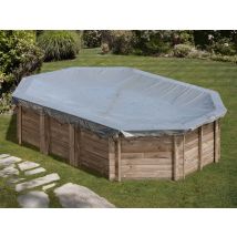 Gre - Bâche d'hivernage pour piscine bois octogonale Bambu 5,35 x 3,35 m - Gré Gris, en PVC
