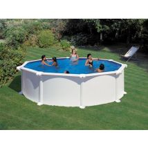 Gre - Piscine acier blanc Atlantis ronde 4,80 x 1,32 m - Gré Blanc, en Acier - Garantie 2 ans