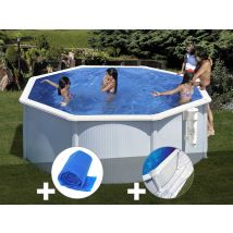 Gre - Kit piscine acier blanc Gré Bora Bora ronde 3,20 x 1,22 m + Bâche à bulles + Tapis de sol Blanc, en Acier - Garantie 4 ans