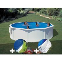 Gre - Kit piscine acier blanc Gré Bora Bora ronde 3,70 x 1,22 m + Bâche hiver + Tapis de sol Blanc, en Acier - Garantie 4 ans