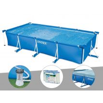 Intex - Kit piscine tubulaire rectangulaire 4,50 x 2,20 x 0,84 m + Filtration à cartouche + 6 cartouches de filtration + Bâche de protection Bleu, en