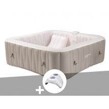 Infinite Spa - Kit spa gonflable Elite carré Bulles 2 places + Porte verre Beige, en Vinyle - 198 x 198 x 65 cm - Garantie 2 ans - Installation Pisci
