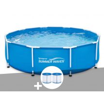 Summer Waves - Piscine tubulaire Active Frame Pool ronde 4,57 x 0,84 m + 6 cartouches de filtration, en PVC - Installation Piscinéco sur Demande