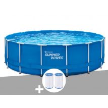 Summer Waves - Kit piscine tubulaire Active Frame Pool ronde 4,57 x 1,22 m + 6 cartouches de filtration, en PVC - Installation Piscinéco sur Demande