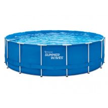 Summer Waves - Piscine tubulaire Active Frame Pool ronde 4,57 x 1,22 m Bleu, en PVC - Installation Piscinéco sur Demande