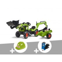 Falk - Tractopelle enfant Claas Arion 410 2 à 5 ans + Casque + Gants