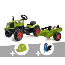 Falk - Tracteur enfant Claas Arion 410 avec remorque 2 à 5 ans + Casque + Gants