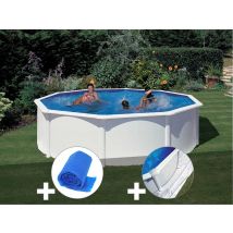 Gre - Kit piscine acier blanc Gré Fidji ronde 4,80 x 1,22 m + Bâche à bulles + Tapis de sol Blanc, en Acier - Garantie 4 ans