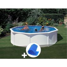 Gre - Kit piscine acier blanc Gré Fidji ronde 4,80 x 1,22 m + Bâche à bulles Blanc, en Acier - Garantie 4 ans
